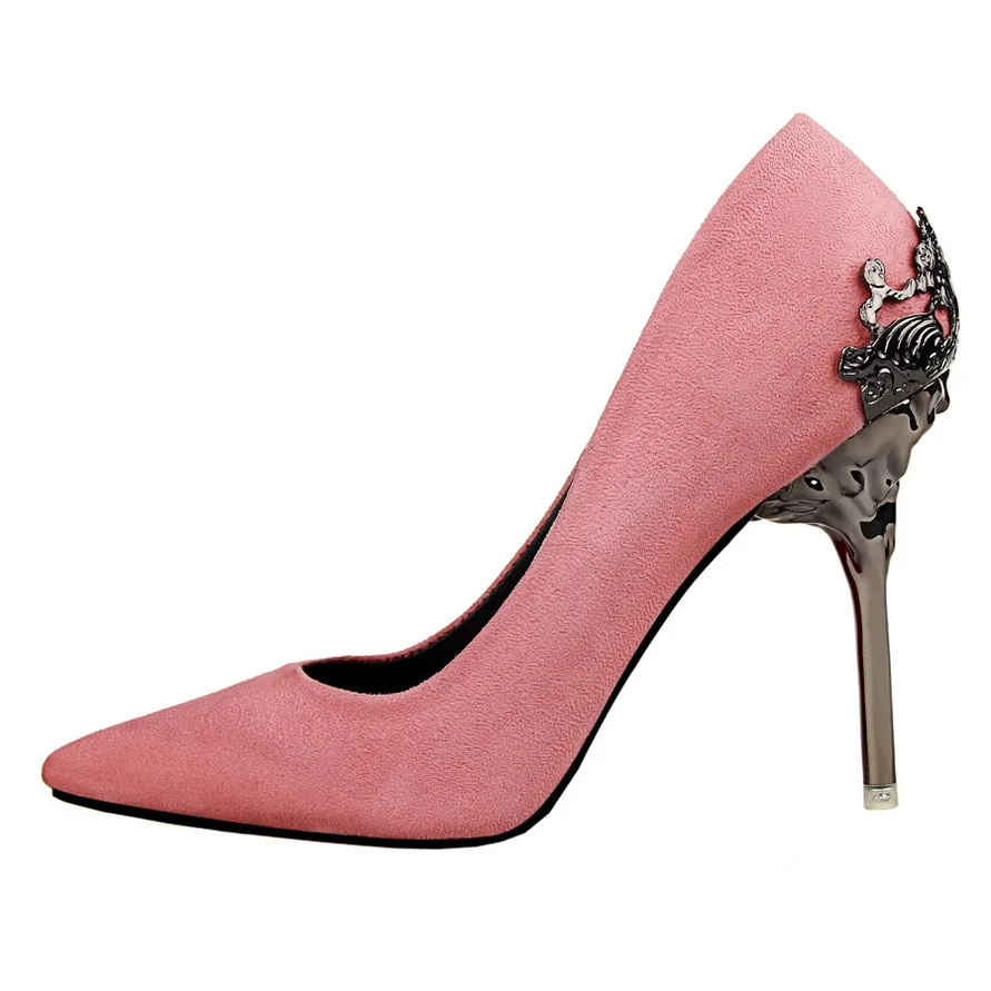 BIGTREE/; женская обувь на высоком каблуке с металлическими вырезами; Цвет серебристый, золотистый; пикантные женские модные свадебные туфли-лодочки; sapato feminino