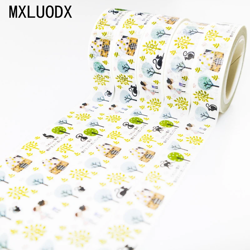 Васи клейкие ленты набор маскирующая бумажная лента кошка узор японский декоративный клей клейкие ленты DIY канцелярские принадлежности