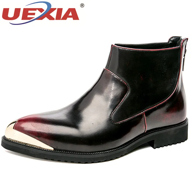 

UEXIA 2018 Autumn Winter Retro Men Boots Comfortable Black Luxury Brand Casual Shoes Party Leather Snow Boots Shoes Men Zapatos