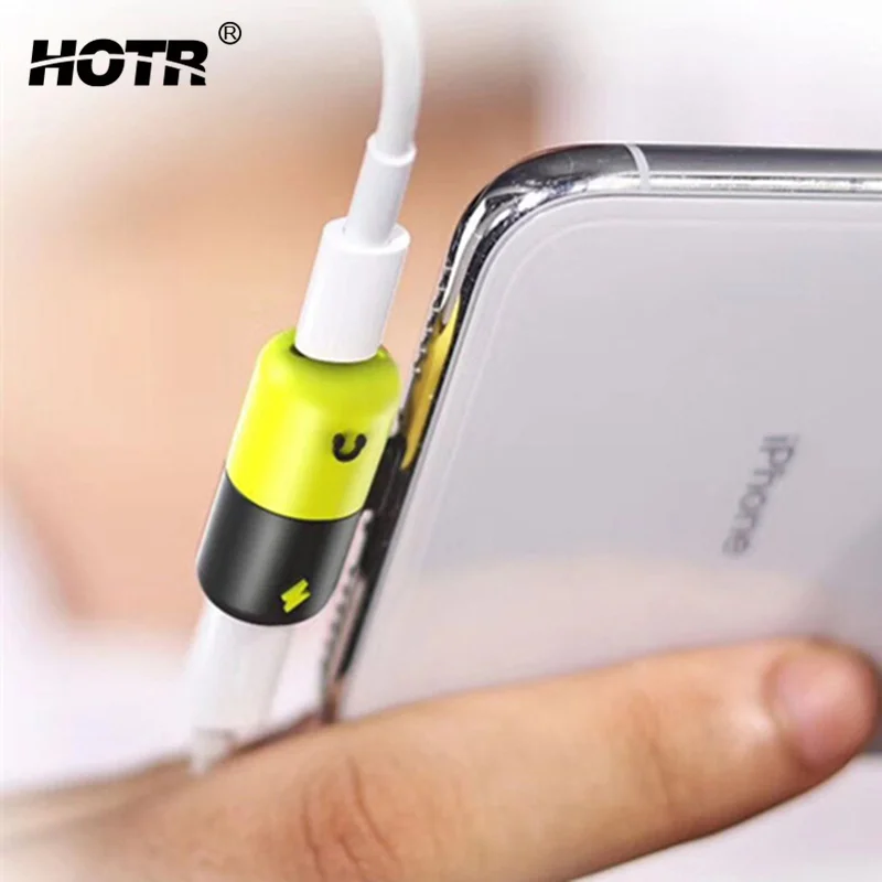 

HOTR Mini Silicone Pill adapter for Iphone 7/7 plus/8/8 plus/X Charging Listening Music Earphone Share Adapter for Lightening