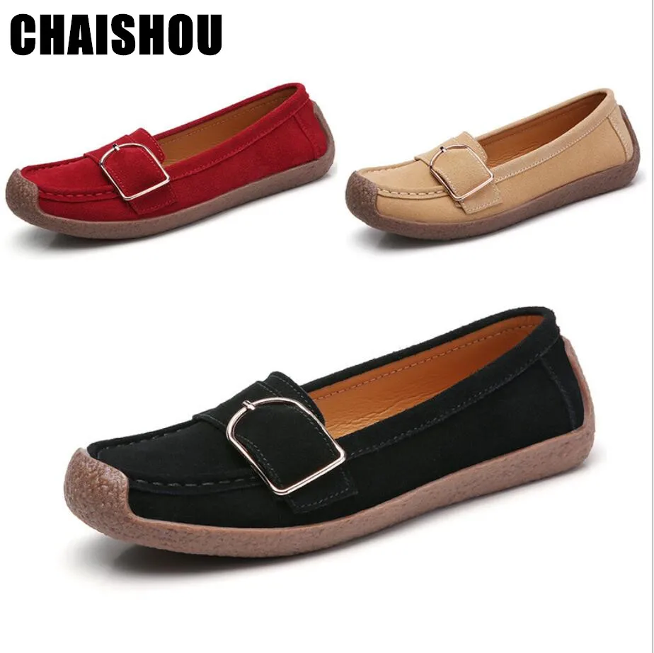 

2019 New Women Shoes Plus size 42 suede flat-bottomed casual shoes square metal lazy shoes non-slip Loafers zapatos mujer D143