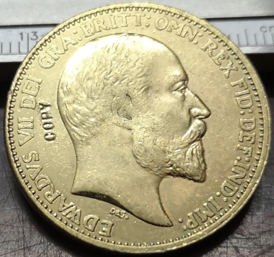 1902 Великобритания 2 фунта-Эдвард VII .9999 копия монеты с покрытием из чистого золота