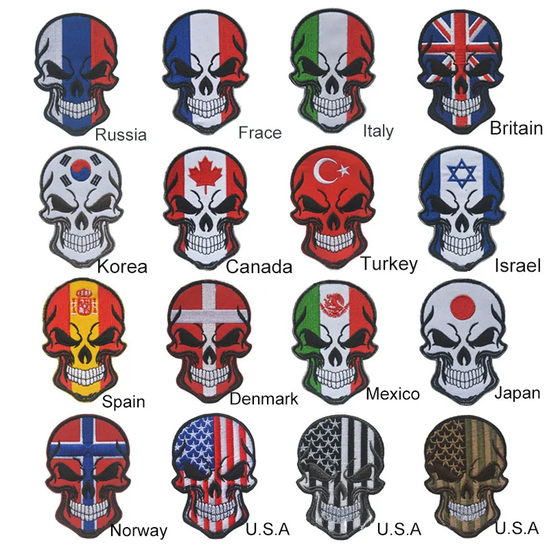 

17 National Flag Skull Hook and Loop Fasteners Armbands Badge 3d Uniform Tactical Backpack Clothes Garment Apparel Accessories