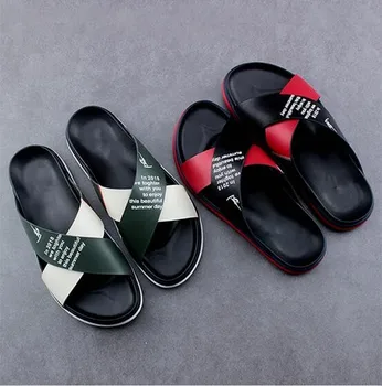 

Criss Cross Men Slippers Flip flops Flat heel Rome Style Leisure Mens Slides Summer Hot Beach Sandals