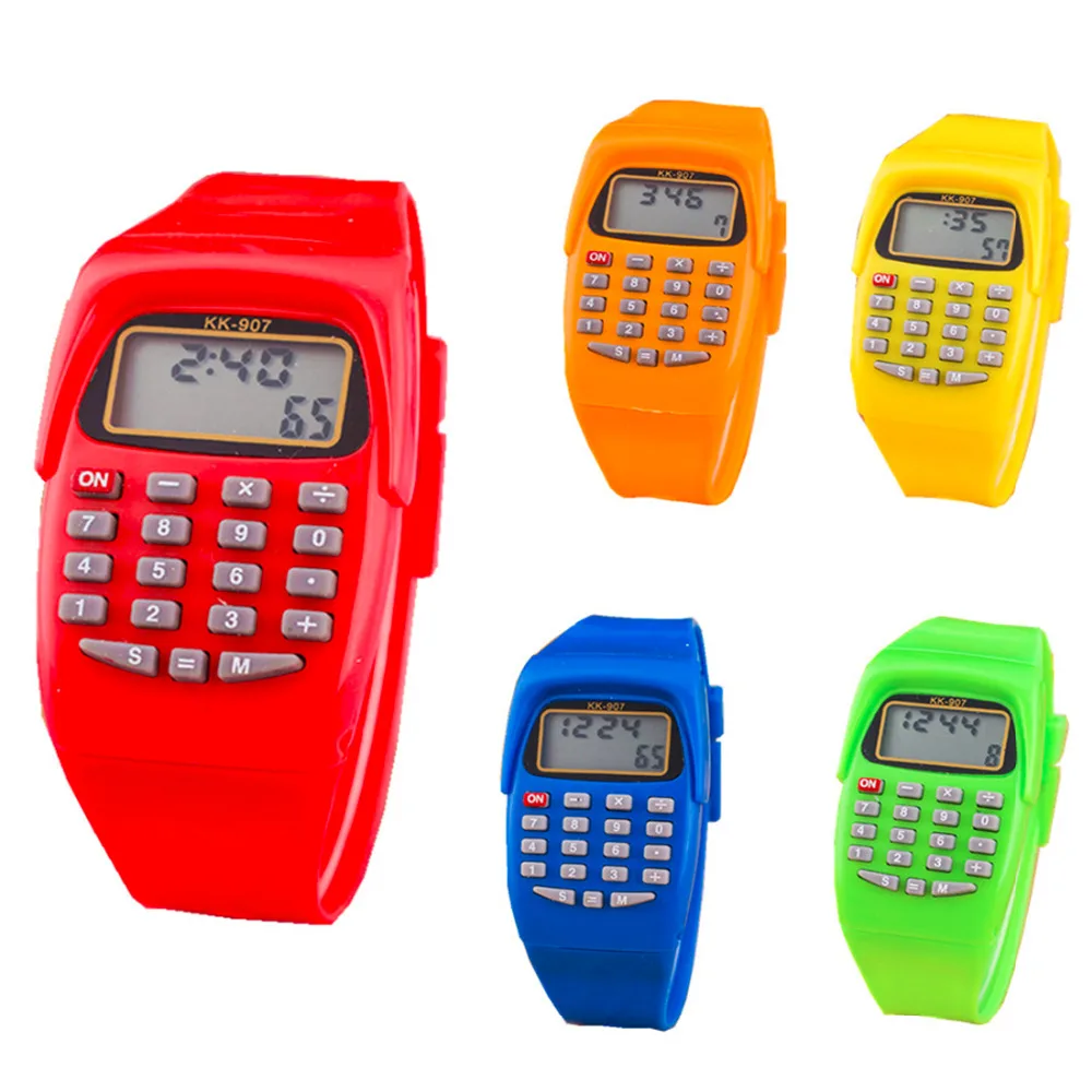 

New Brand Fashion Digital Calculator With LED Watch Function Casual Silicone Sports For Kids Children Multifunction Calculating
