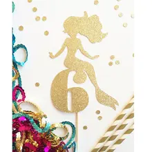 Блестки на заказ Русалочка возраст или инциальный кекс Picks еда выбирает девушки день рождения Декор тортов