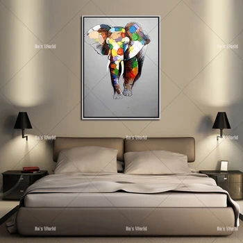 

Wildlife Colorful hand painted elphant Oil Painting on Canvas Home Decor animal Picture artwork For Livingroom office decor