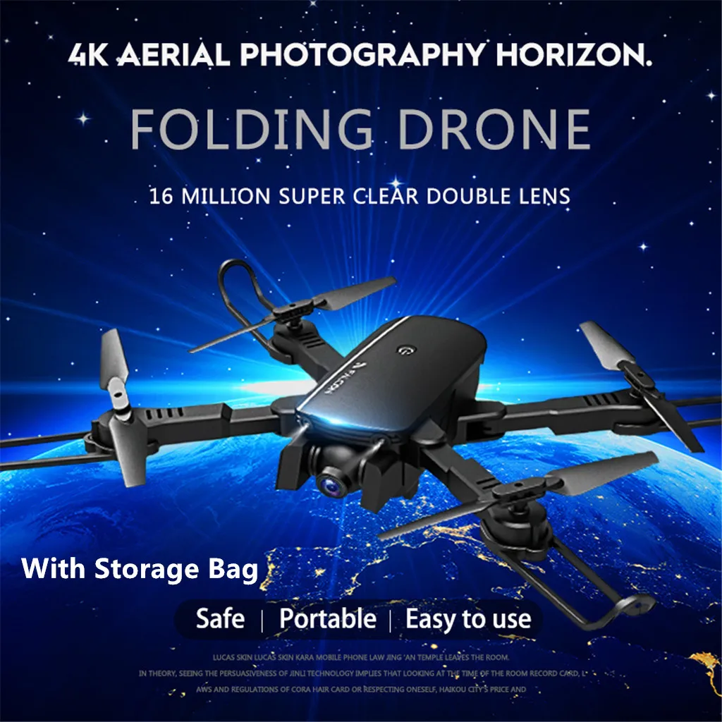 1808 Дрон wifi FPV 4K двойная камера оптический поток postiong RC Квадрокоптер+ сумка RC вертолет профессиональные Дроны с камерой HD