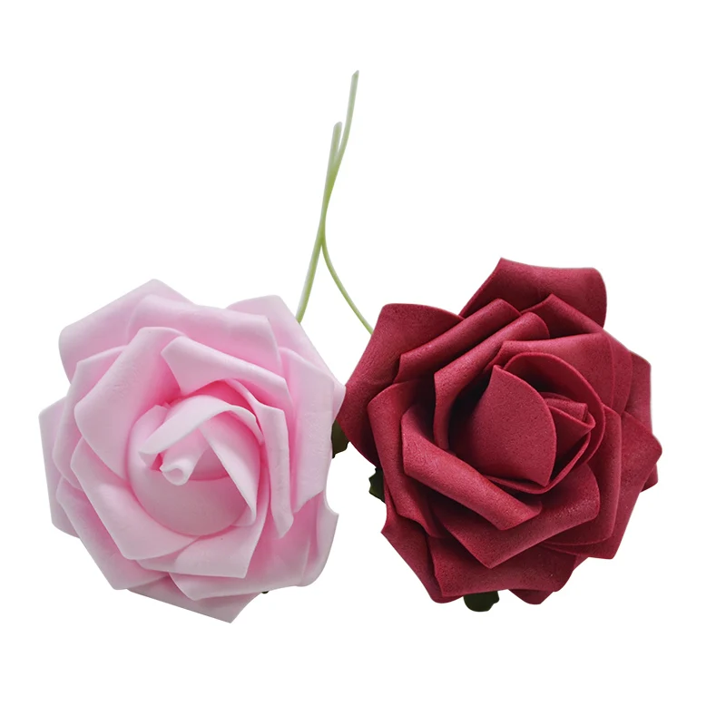 10 головок 8 см Декоративные Искусственные розы Свадебные невесты букет полиэтиленовый цветок пены для дома День Святого Валентина украшение дома