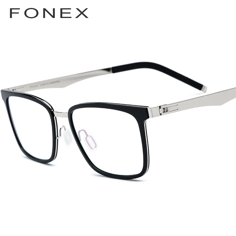 FONEX TR90, оправа для очков, Мужские квадратные очки по рецепту,, новинка, близорукость, оптическая оправа, очки для женщин, Безвинтовые очки - Цвет оправы: Черный