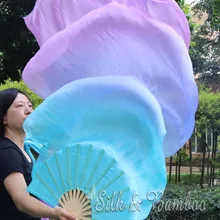 Светильник бирюзово-светло-голубой цвет-светильник, фиолетовый, 1 пара 1,8 м* 0,9 м(7"* 35") Ручная роспись танец живота Шелковый веер вуаль, лёгкой струящейся ткани из шелка