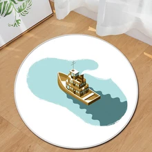 EHOMEBUY, новинка, коврик для ног, мультяшный ледяной корабль, круглый ковер для пола, спальни, гостиной, декоративные подушечки для ног, круглый коврик, ковер