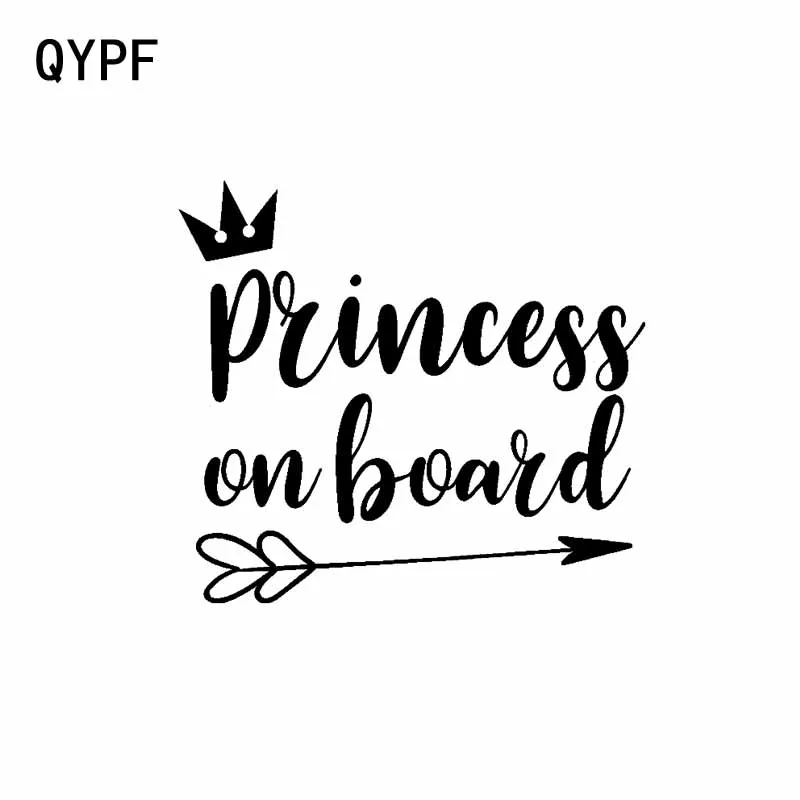 QYPF 12 7 см * 11 5 Виниловая смешная наклейка с короной принцессы на борту