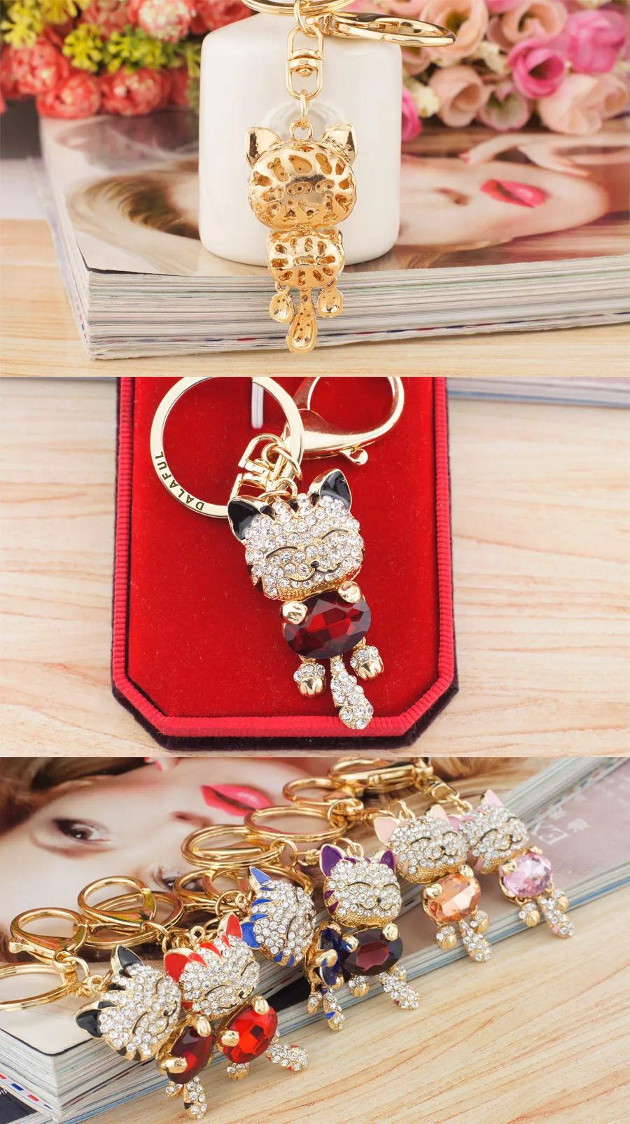 Lucky Charm Rhinestone Cat Keychain Lucky Charm Rhinestone Cat Keychain