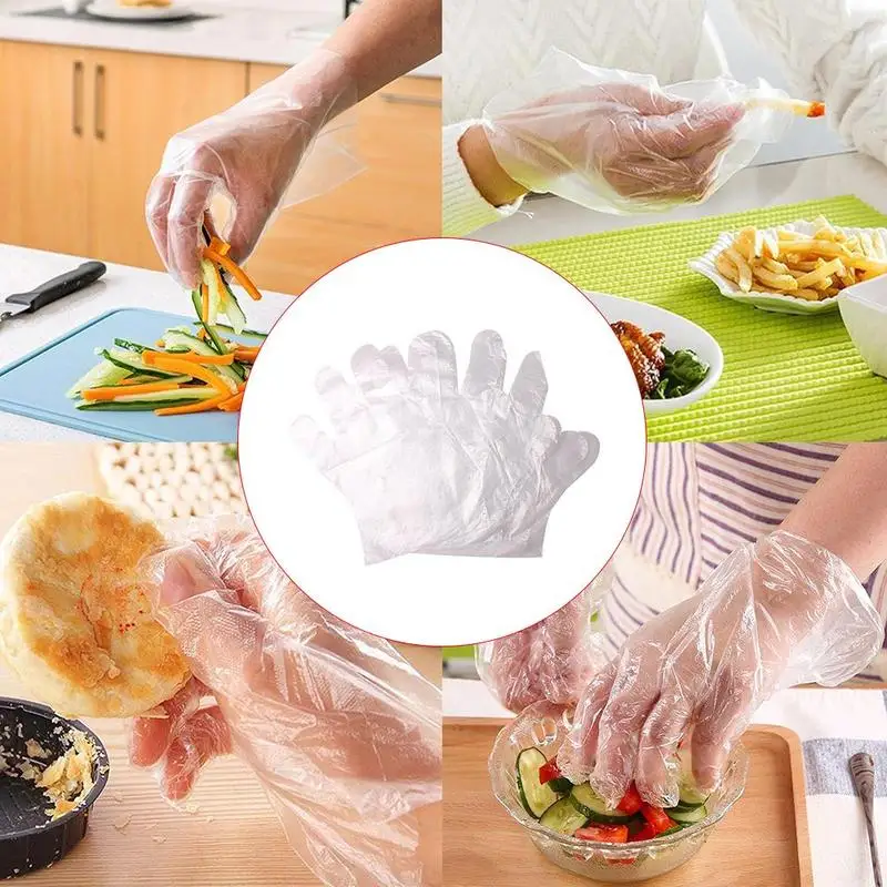 

50/100pcs/Lot Disposable Gloves One-off Plastic Gloves Restaurant BBQ Eco-friendly PE Gloves Kitchen Accessories Party Supplies