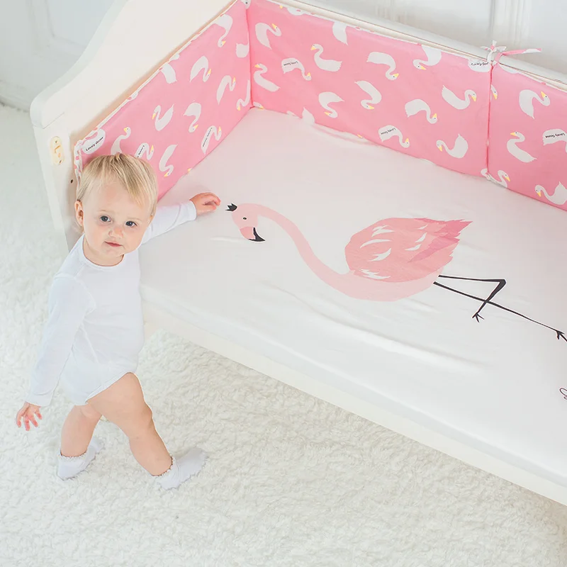 Baby Bed Bumpers Cotton Baby Crib Protector Cartoon Cot Bumpers In Crib For Newborns Multicolor Cot Bumper Length 120cm