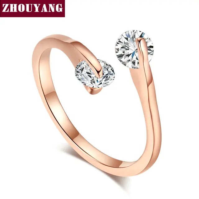 ZHOUYANG Engagement Wedding Ring For Women Classic Elegant Twin Cubic Zirconia R ZHOUYANG Engagement Wedding Ring For Women Classic Elegant Twin Cubic Zirconia R