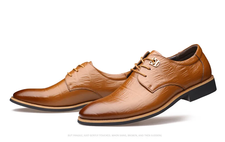 Мужская деловая модельная обувь в крокодиловом стиле; дышащие Туфли-оксфорды из натуральной кожи; модные мужские свадебные туфли на плоской подошве с острым носком