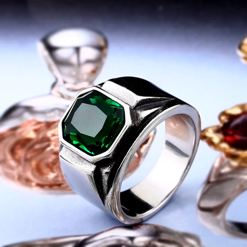 BEIER new store Stylish square embedding green and blue stones for men and women's high quality jewelry gifts LLBR8-586R