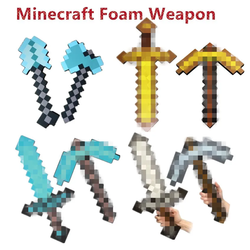 

My World Toys Foam Diamond Sword Axe Shovel Pickaxe Set lot EVA My World Sword Weapons Model Toy Gift For Kids