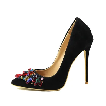 

Zapatos Mujer colorful crystal high heels string beaded stiletto heel pumps sexy pointed women party dress shoes