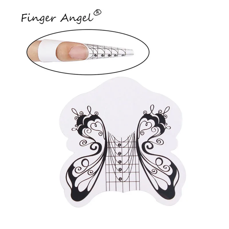 Finger Angel 50 шт/100 шт/500 шт формы для ногтей бумага для маникюра белая бабочка Гель-лак для ногтей УФ расширение Французский DIY Маникюрный Инструмент