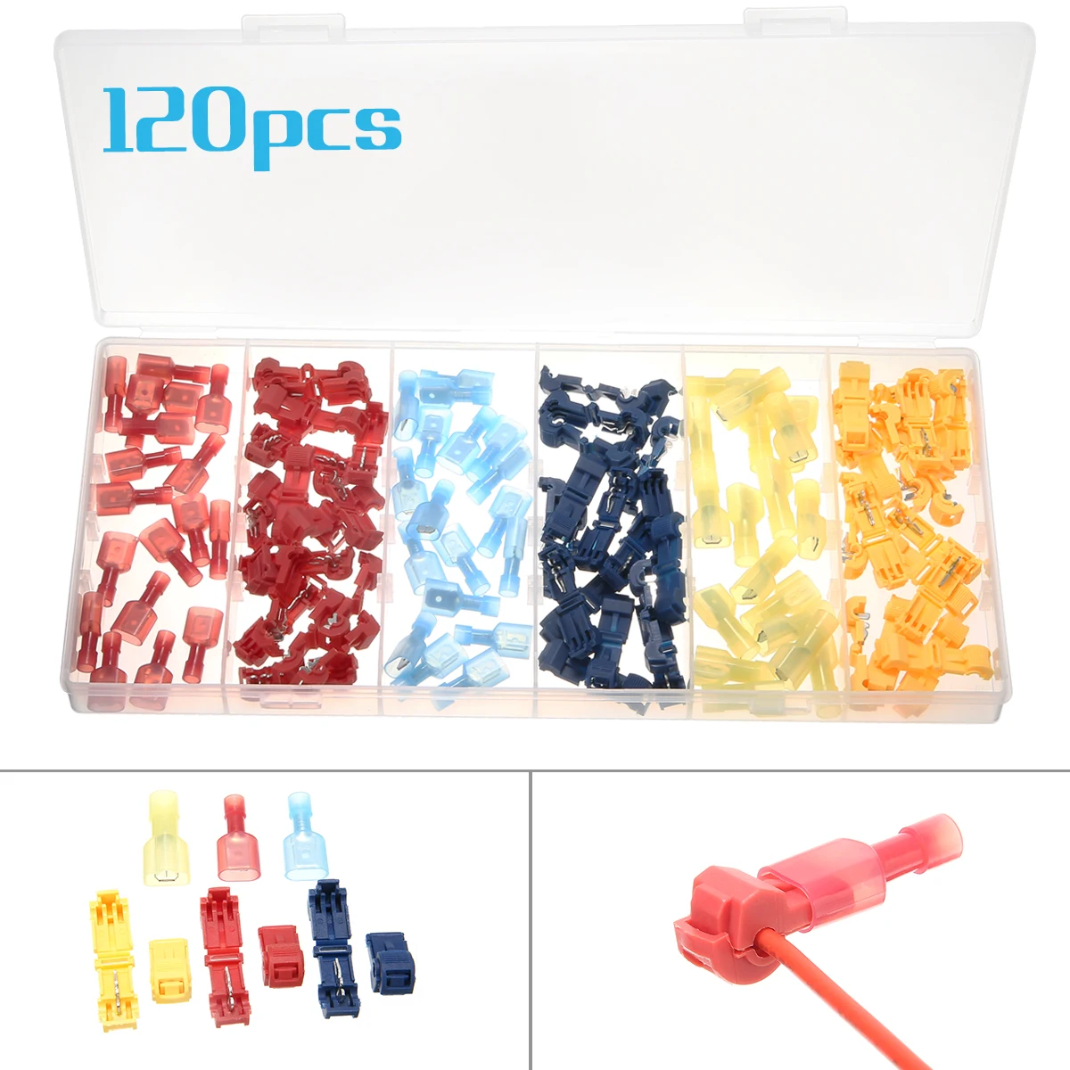 

120pcs/set Wire Terminals Kit Muti-color Scotch Lock T-Tap Splice Male Spade Connectors Wire Joint Crimp Cable for Auto and Home