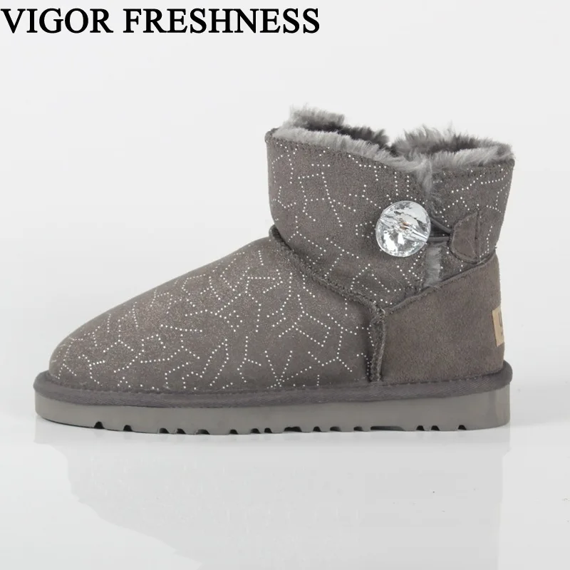 

VIGOR FRESHNESS Women Australia Winter Shoes Women Boots Real Leather Boots Stone Shoes Cow Suede Ankle Snow Boots Crystal SN24