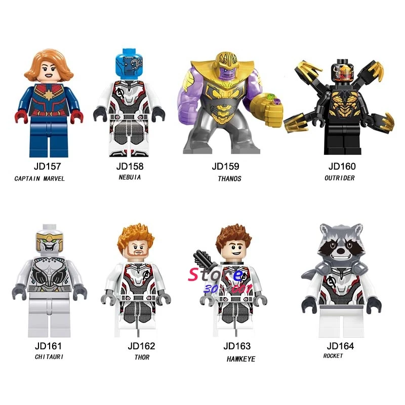 50pcs Thanos Captain Marvel Avengers Endgame Nebula Thor Outrider Chitauri Rocket Hawkeye Figure building block for children toy