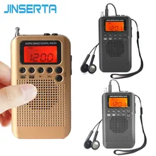 JINSERTA lcd Цифровой AM/FM Карманный Радио Портативный мини-динамик с будильником и дисплеем времени 3,5 мм разъем для наушников музыкальный плеер