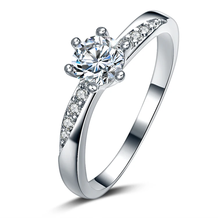 Snubní prsten pro ženy Nové vysoce kvalitní lesklé CZ Zircon 925 Euro Stříbrné prsteny Šperky Dárkový Velkoobchod