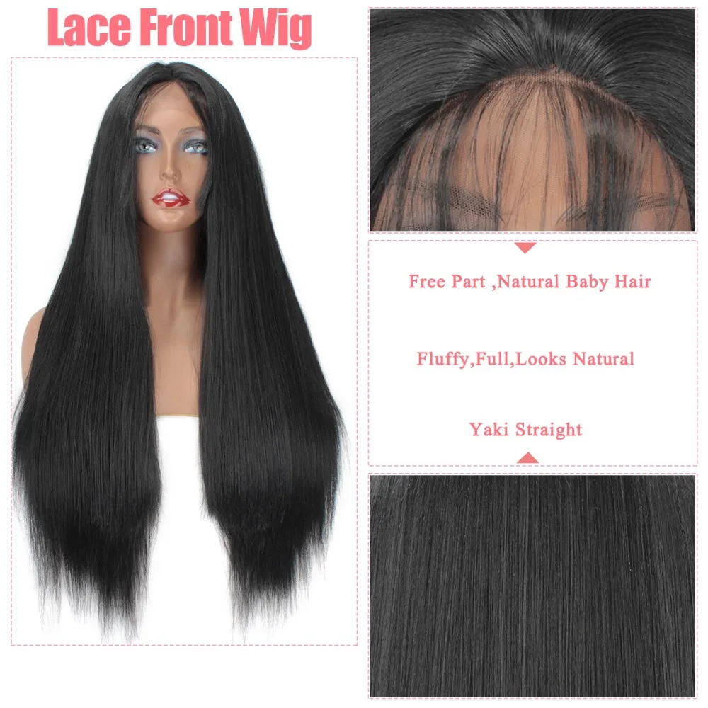 Leeven Yaki прямой синтетический парик на кружеве для черной женщины длинные 24 дюймов афро кудрявые парики на кружеве Детские Волосы часть