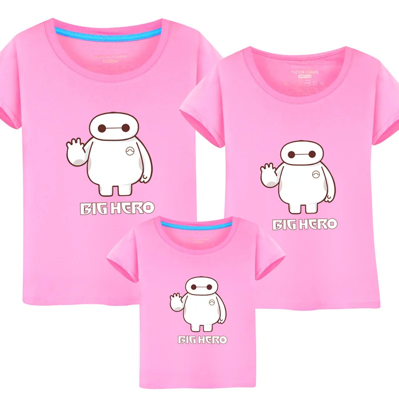 Daddy and Me T-shirt Family Matching Outfits Parent-Child Clothing Summer Cartoon Big Hero Kid's T-shirt Casual Family Tees