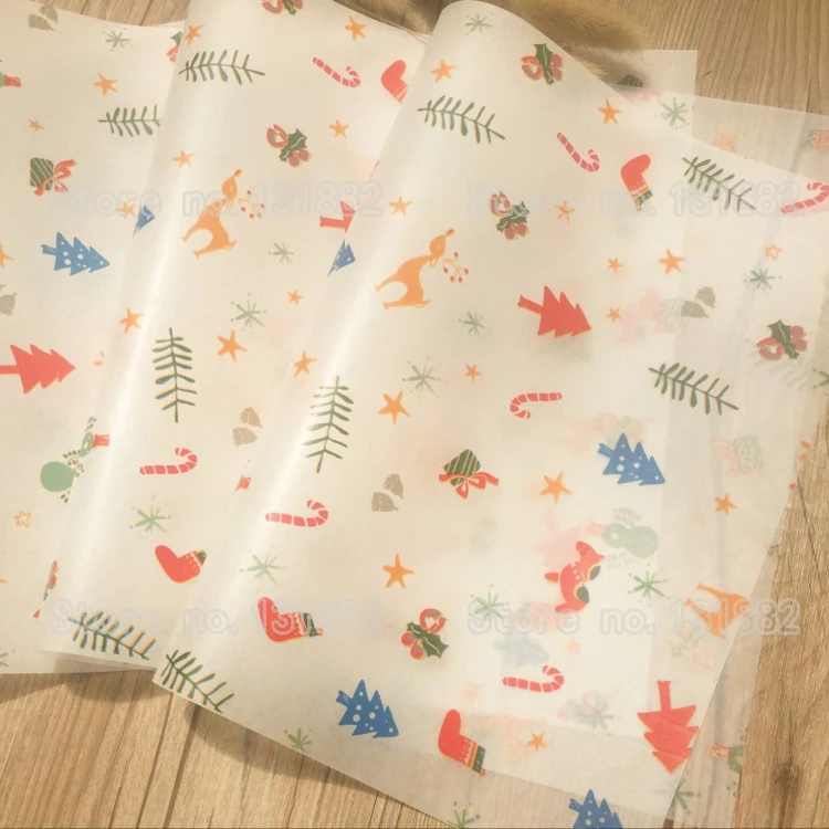 

200 Happy Christmas Sandwich Wrapping Paper / Food Hamburger Wrap Greaseproof Wax Paper (S0716B)
