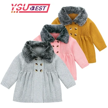 

2019 Baby Sweater Boys Cardigan Autumn Winter Fur Collar Knitted Baby Boys Jacket Coat Toddler Kids Cardigan Boys Baby pullover