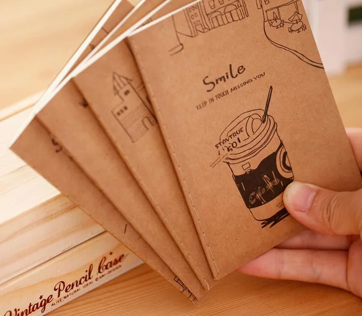 

4pc/lot Retro exercise books / students cute soft copy of the small notebook / cartoon mini notebook