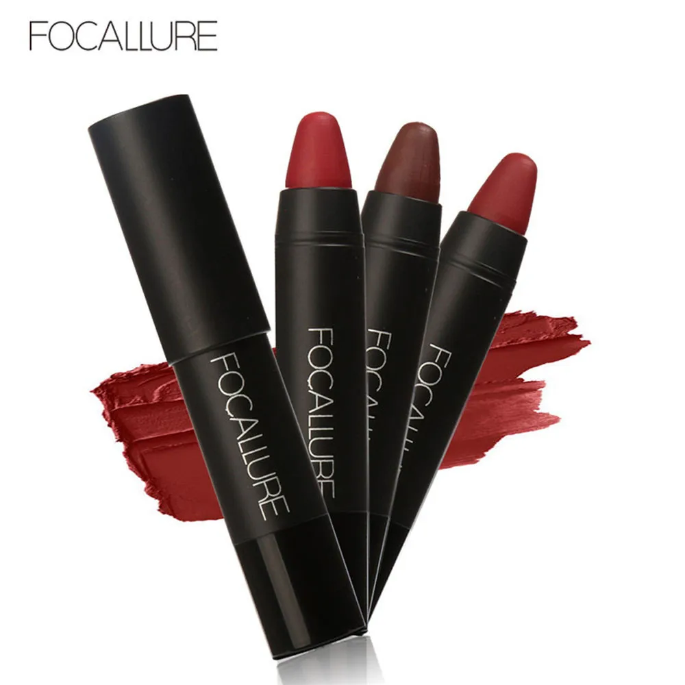 

3pcs /set FOCALLURE Long-lasting Red Velvet Matte Color Pencil Lipstick Crayon Stick Makeup Set Nutritious Easy to Wear lipstick