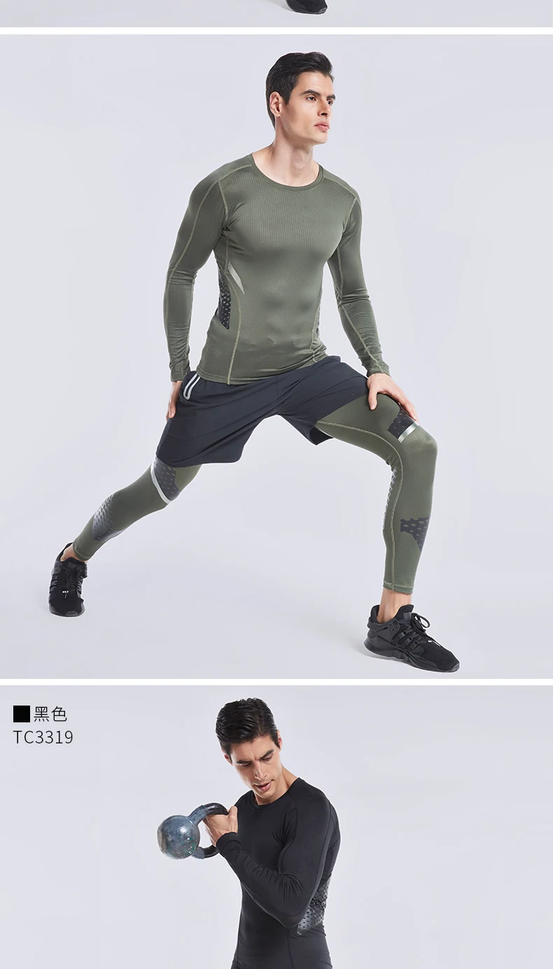 Vansydical, мужские компрессионные костюмы, мужские дышащие костюмы для бега, мужская спортивная рубашка, компрессионные штаны, 3 шт., одежда для спортзала и тренировок