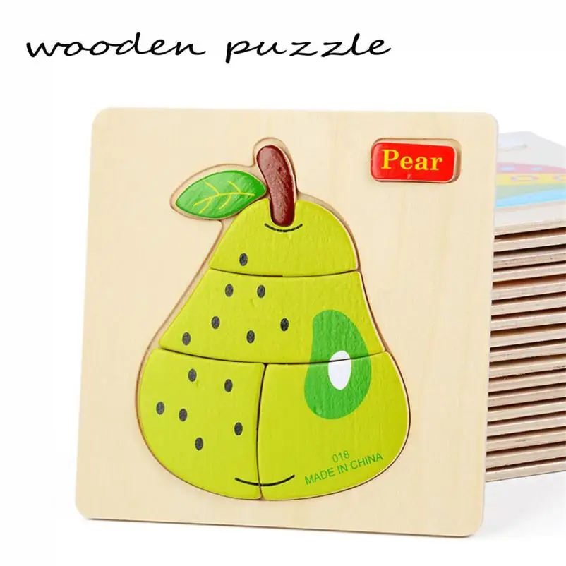 Fruta de madera 3D tridimensional rompecabezas gruesa Desarrollo Educativo Jigsaw Rompecabezas juguete brinquedos educativos precio más bajo Fruta de madera 3D tridimensional rompecabezas gruesa Desarrollo Educativo Jigsaw Rompecabezas juguete brinquedos educativos precio más bajo