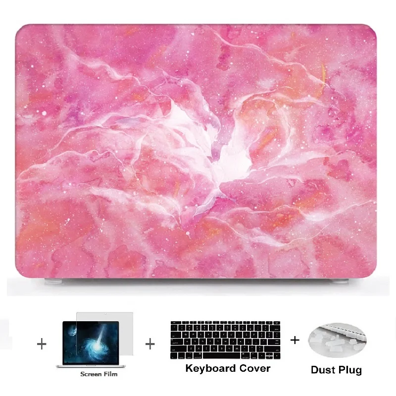 4in1 Marble Laptop Hard Shell Case Keyboard Cover Screen Film Dust Pulg For font b Macbook