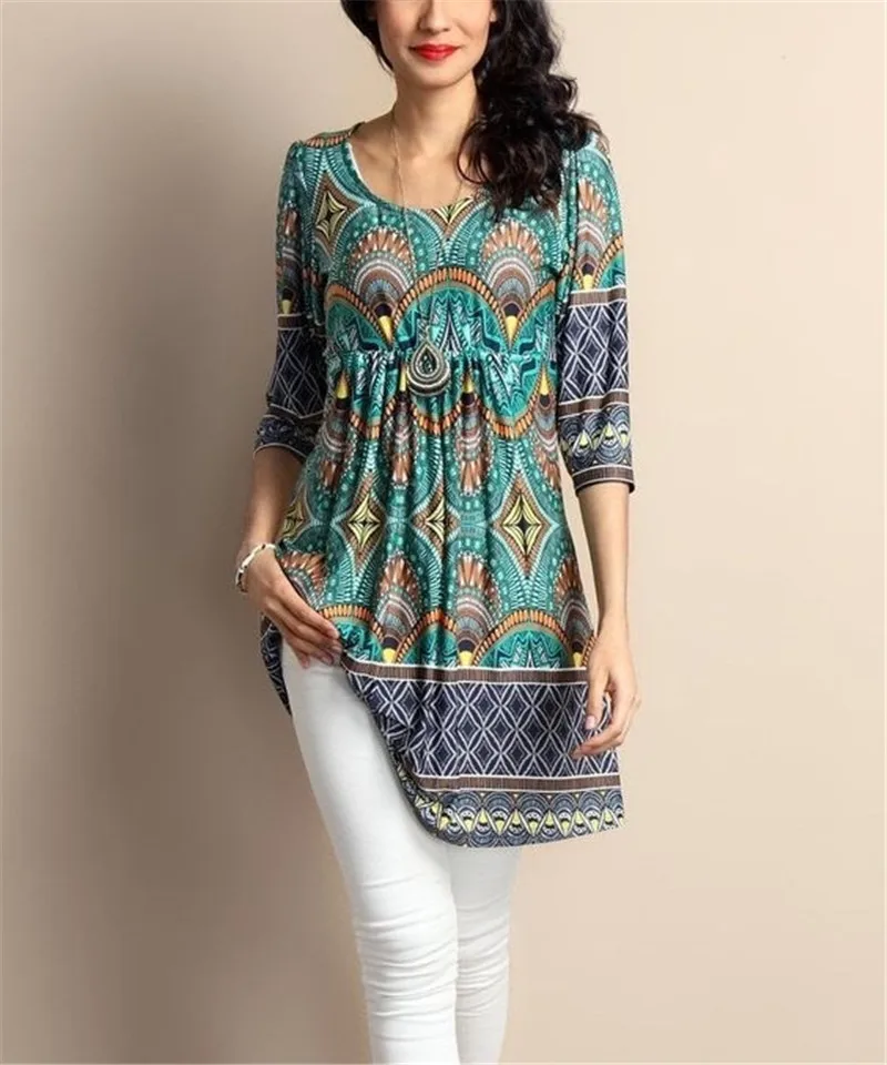 

Plus Size Women Vintage Print Half Sleeve O Neck Long T-Shirts Tops 2019 Summer High Waist Casual Elegant Loose Tees Female 5XL