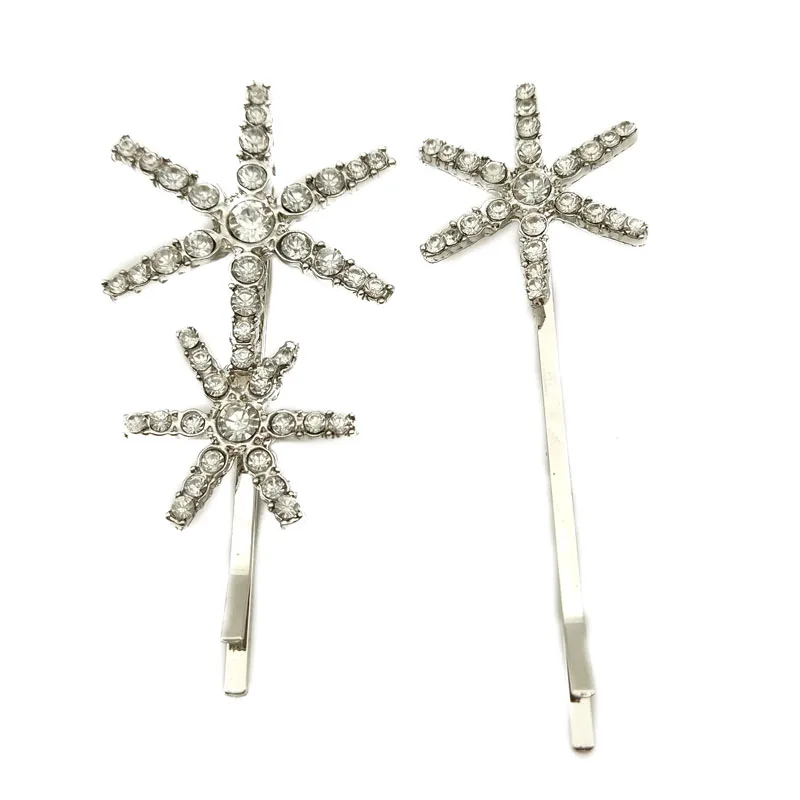 

Fashion Silver Rhinestone Flower Hairpins Hair Clips for Women Hot Bobby Pins Brrette Clip