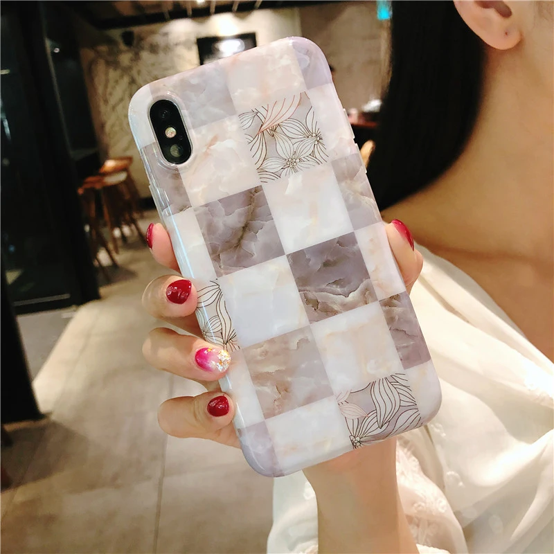 

For iphone XS Max X XR XS Retro stone image flowers pattern Soft tpu marble case for iphone 6 6s 7 8 plus back cover