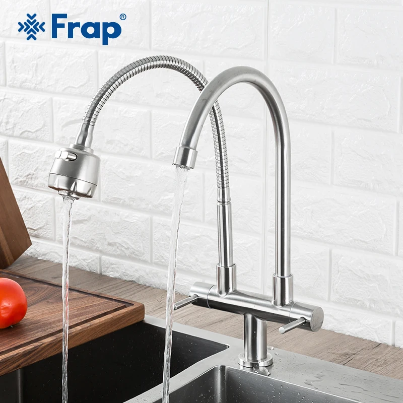 

FRAP Kitchen Faucet Deck Mounted Water Faucet Kitchen Sink Mixer Tap Dual Handle Cold Faucet mutfak musluk
