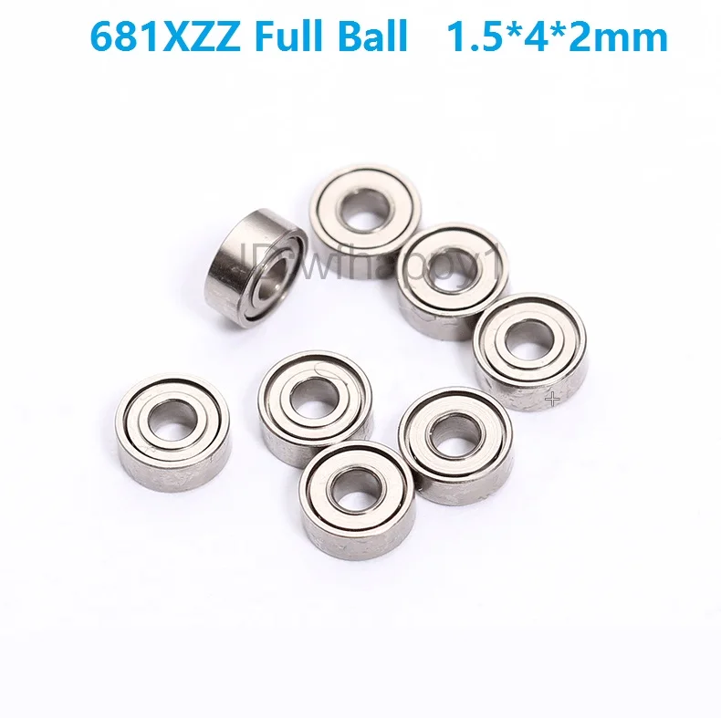 

500pcs/lot 681XZZ 681 681X ZZ Full Ball 1.5*4*2mm double shielded deep groove ball bearings Miniature Mini bearing 1.5x4x2mm