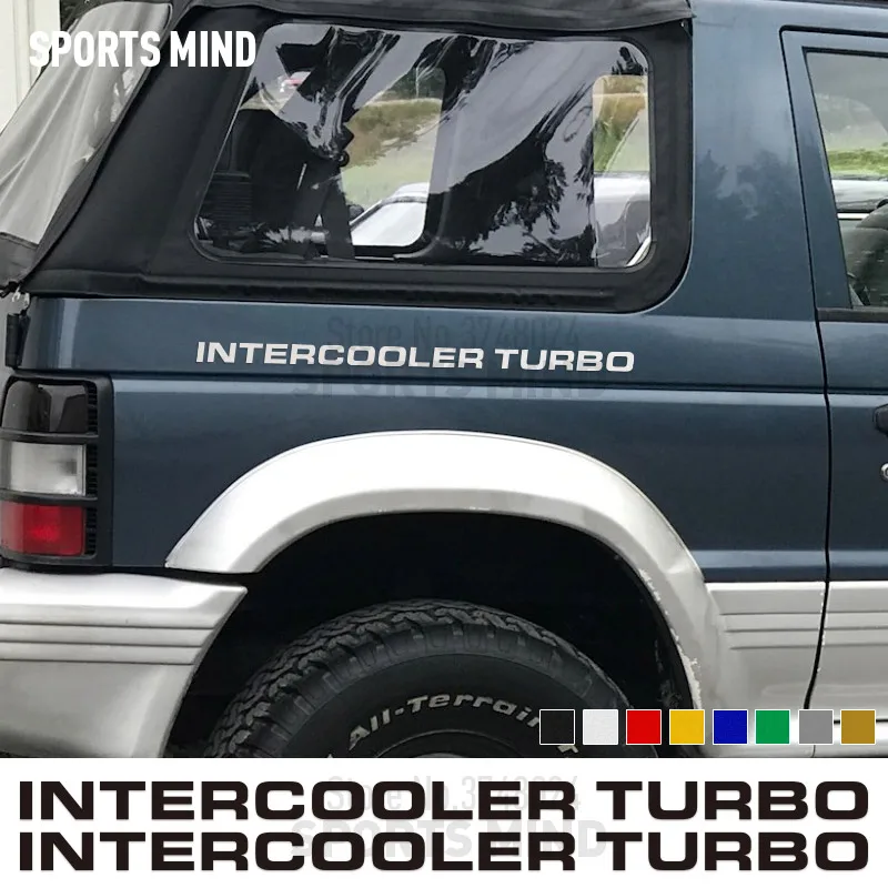 2 X Intercooler Turbo автомобиля наклейка автомобилей Стайлинг для Mitsubishi Pajero Shogun Montero сторона MK2 V20 аксессуары