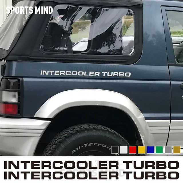 2 X Intercooler Turbo Car Sticker Decal Automobiles Car Styling For Mitsubishi Pajero Shogun Montero Side MK2 V20 Accessories 1