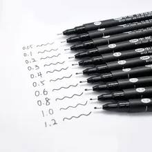 10 наконечников размеров художественная маркер ручка водонепроницаемый Эскиз маркер для рисунков ручки пигмент лайнер для рисования живопись почерк школьные принадлежности
