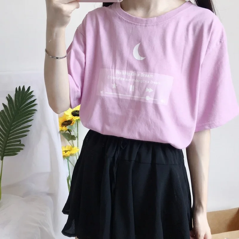 Japane Сейлор Мун модная Милая Розовая Повседневная футболка больших размеров лучшие друзья Летняя женская новая хлопковая футболка с коротким рукавом Harajuku - Цвет: Розовый