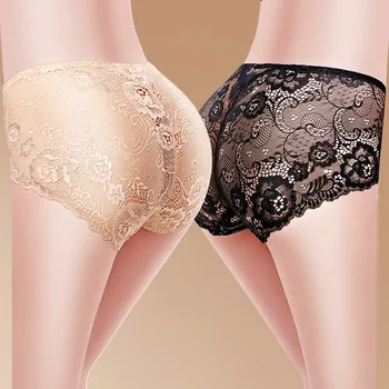 

Women Underwear Mid Waist Briefs Sexy Panties Big Size Lace briefs Breathable Sexy Lingeries Briefs Lace Milk silk girl briefs